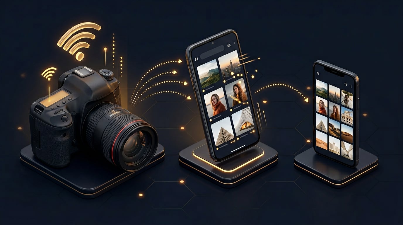DSLR kameradan FramePay telefonuna ve müşteri telefonuna gerçek zamanlı fotoğraf akışı