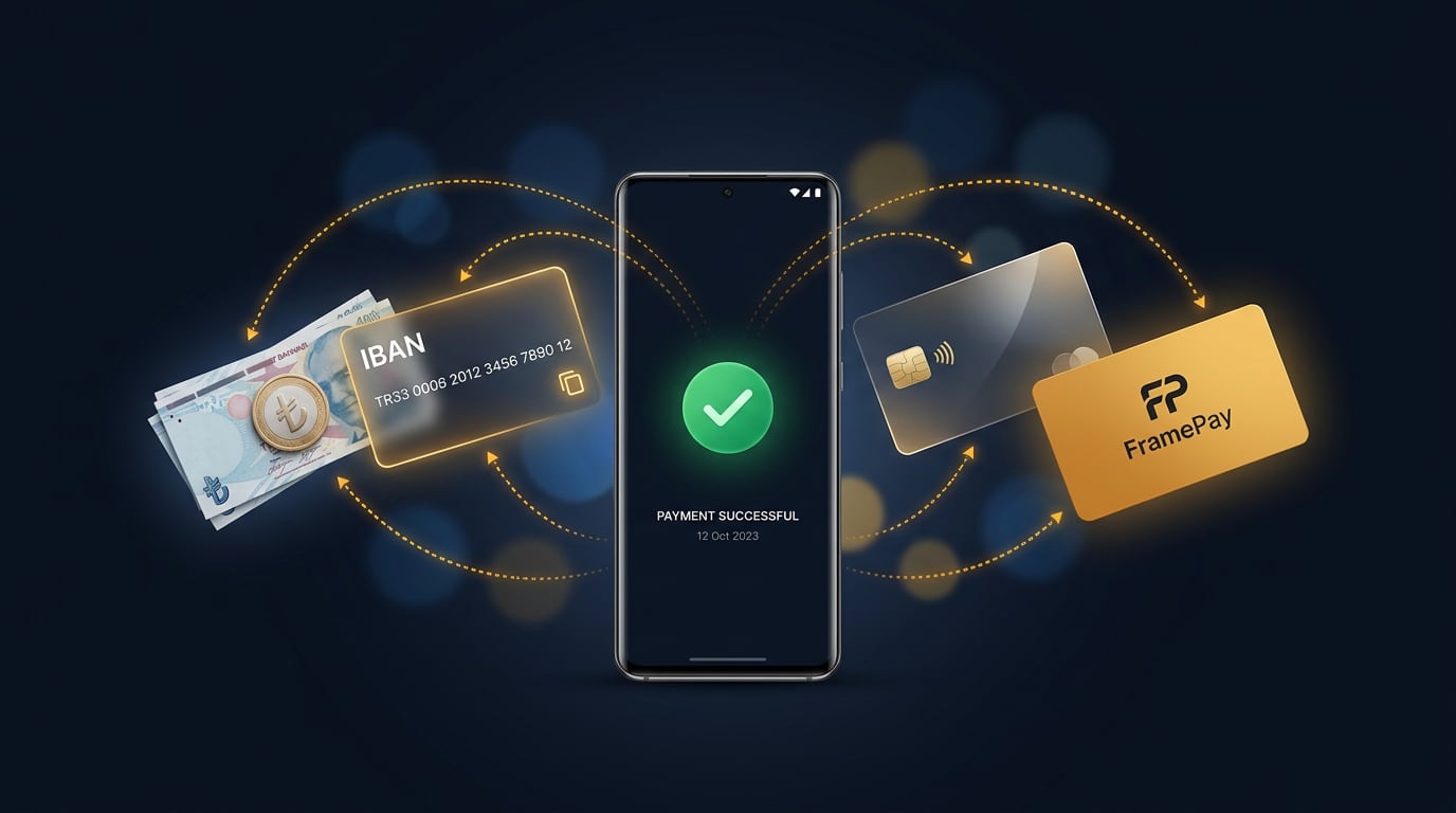 Nakit, IBAN, kredi kartı ve FramePay ödeme yöntemleri